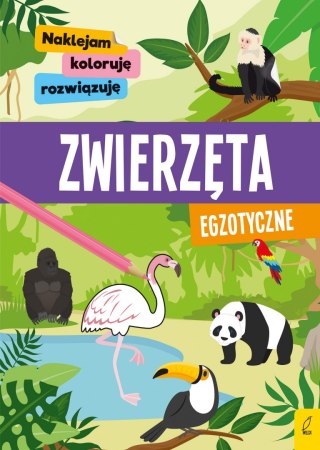 Zwierzęta egzotyczne. Naklejam, koloruję, rozwiązuję