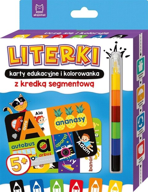 Uczę się i koloruję 5+ Literki. Karty edukacyjne..