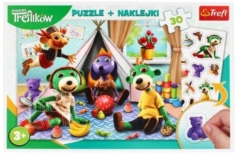 Puzzle 30 + naklejki Rodzina Treflików TREFL