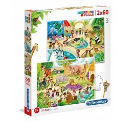 Puzzle 2x60 Super kolor Zoo