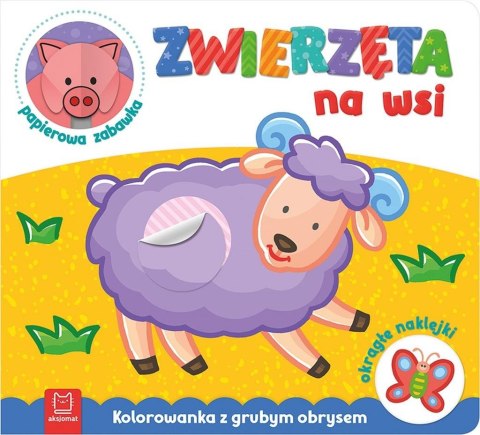 Zwierzęta na wsi. Kolorowanka z grubym obrysem Zwierzęta na wsi. Kolorowanka z grubym obrysem