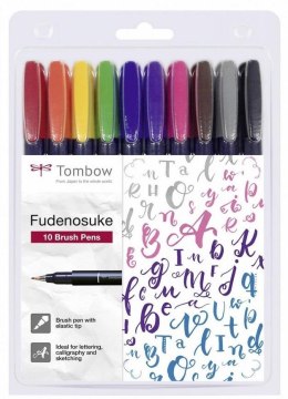 Flamastry brush pen Fudenosuke 10 kolorów