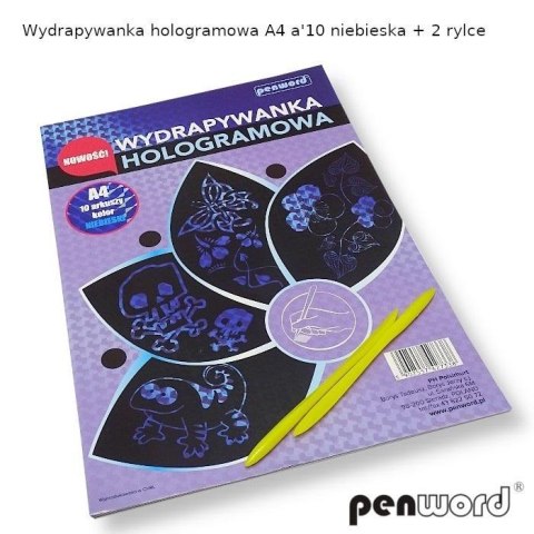 Wydrapywanka hologramowa A4 niebieska