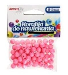 Koraliki do nawlekania różowe + sznurek 8mm 16g