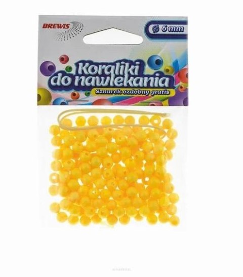 Koraliki do nawlekania żółte + sznurek 6mm 16g Koraliki do nawlekania żółte + sznurek 6mm 16g