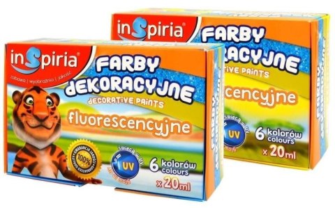 Farby dekoracyjne fluorescencyjne 6 kolorów 20ml