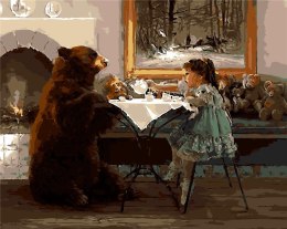 Malowanie po numerach - Kolacja z niedźwiadkiem
