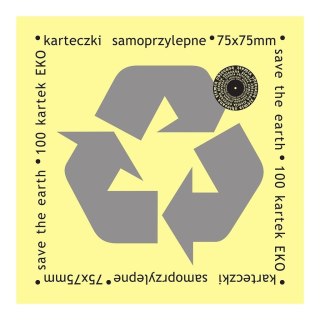 Karteczki samoprzylepne eko 75x75mm 100K żółte