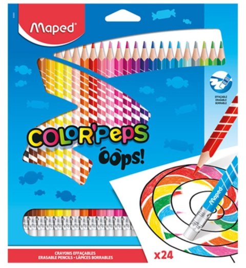 Kredki Colorpeps Oops trójkątne z gumką 24 kol