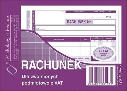 Rachunek dla zwolnionych podmiotowo z VAT 234-5