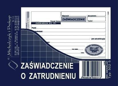 Zaświadczenie o zatrudnieniu 502-5