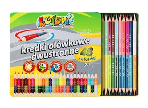 Kredki Premium Kolori dwustronne 48 kolor. PENMATE