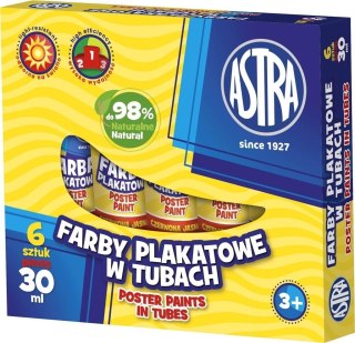 Farba plakatowa tuba 30ml czerwona (6szt) ASTR