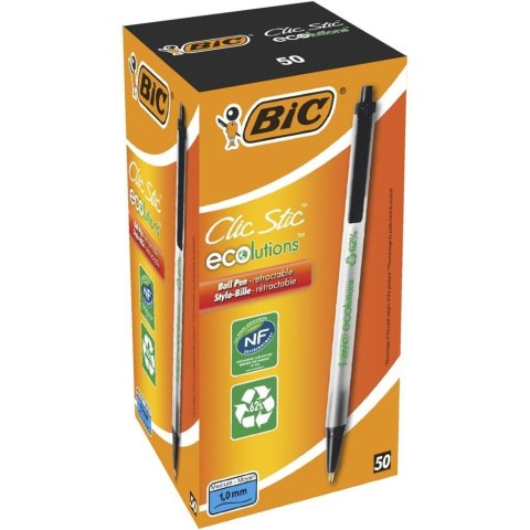 Długopis Ecolutions Clic Stic czarny (50szt) BIC Długopis Ecolutions Clic Stic czarny (50szt) BIC