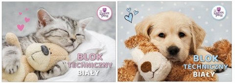 Blok techniczny A4/10K biały The Sweet Pets