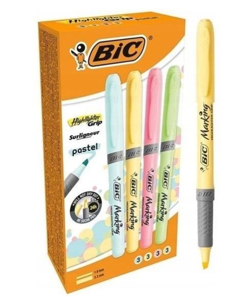 Zakreślacz Grip Pastel mix 12szt BIC