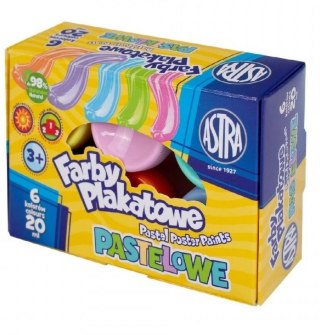 Farby plakatowe pastelowe 6 kolorów 20ml ASTRA