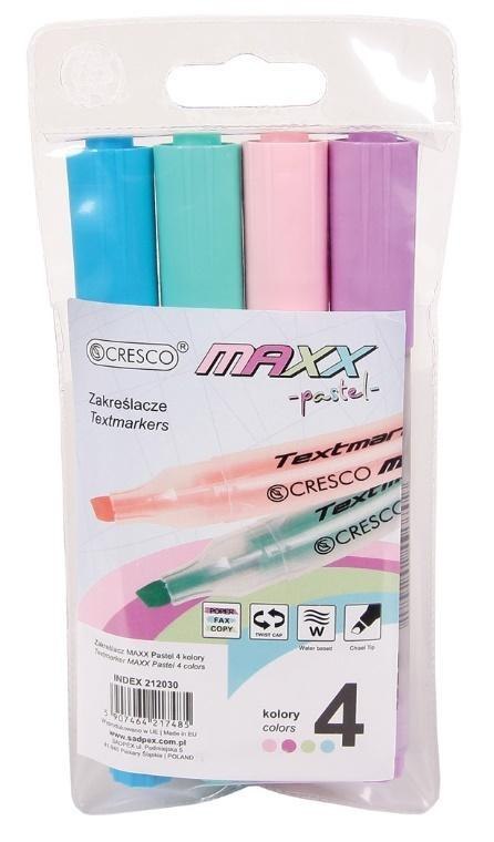 Zakreślacz MAXX Pastel 4 kolory