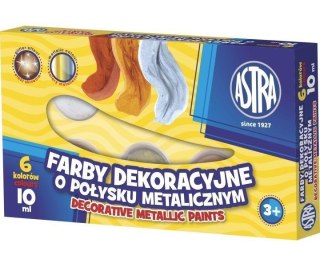 Farby dek. o połysku met. 6 kolorów 10ml ASTRA