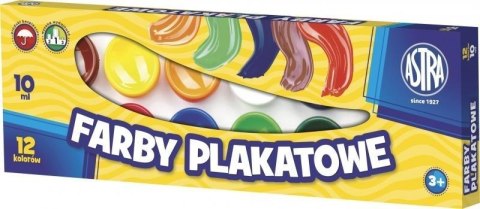 Farby plakatowe 12 kolorów 10ml ASTRA Farby plakatowe 12 kolorów 10ml ASTRA