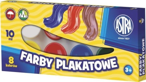 Farby plakatowe 8 kolorów 10ml ASTRA