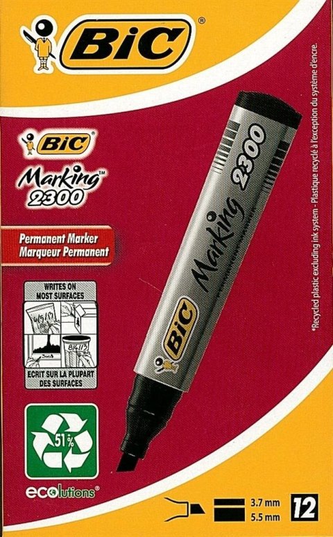 Marker Marking 2300 ścięty czarny (12szt) BIC Marker Marking 2300 ścięty czarny (12szt) BIC
