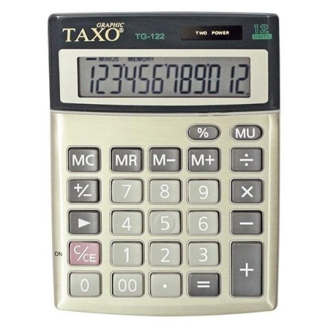 Kalkulator Taxo 12- pozycyjny TG-122 srebrny Kalkulator Taxo 12- pozycyjny TG-122 srebrny