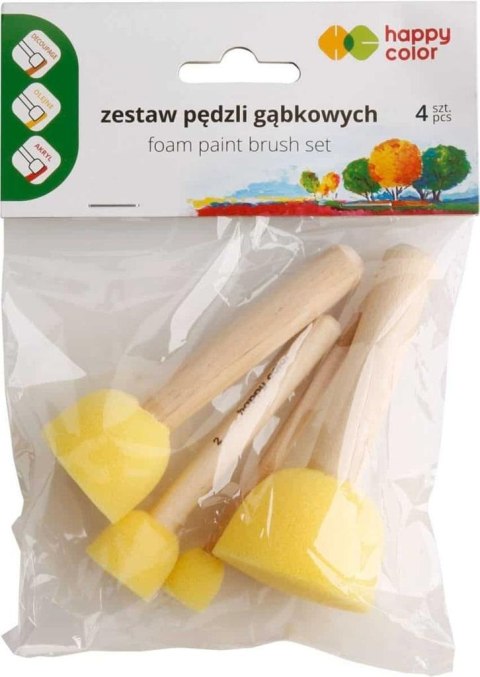 Pędzel gąbkowy okrągły 4szt. HAPPY COLOR