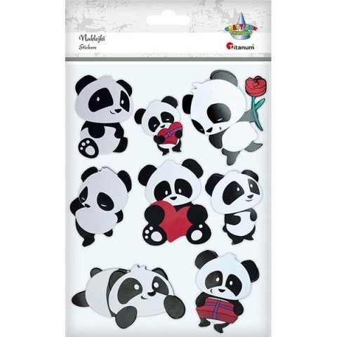 Naklejki papierowe 3D misie panda 8szt