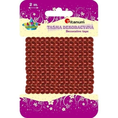 Cekiny na taśmie 6mm 2m czerwone Cekiny na taśmie 6mm 2m czerwone