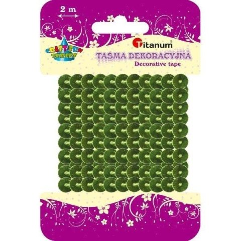 Cekiny na taśmie 6mm 2m zielone Cekiny na taśmie 6mm 2m zielone