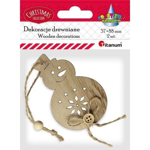 Drewniana zawieszka bałwanek ażurowy 2szt Drewniana zawieszka bałwanek ażurowy 2szt