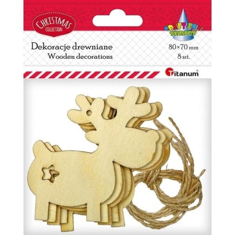 Drewniane zawieszki renifery 8szt Drewniane zawieszki renifery 8szt