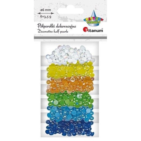 Koraliki plastikowe połówki kuli 6 kolorów 3,5g Koraliki plastikowe połówki kuli 6 kolorów 3,5g