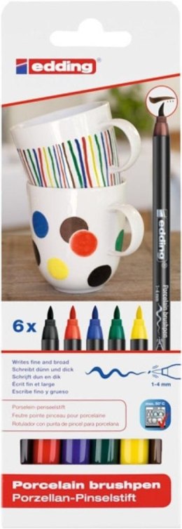 Marker pędzelkowy do ceramiki 6 kolorów