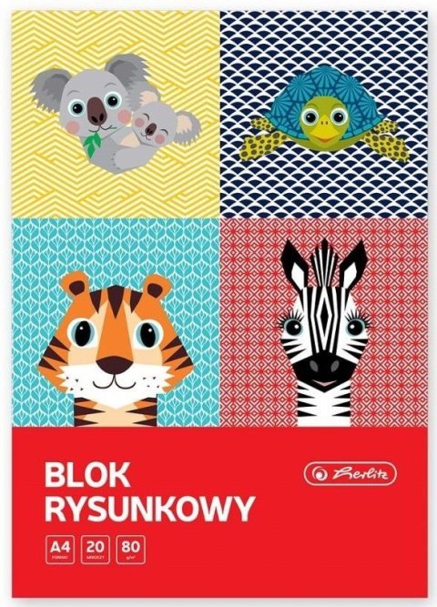 Blok rysunkowy A4/20K biały Cute Animals (10szt)