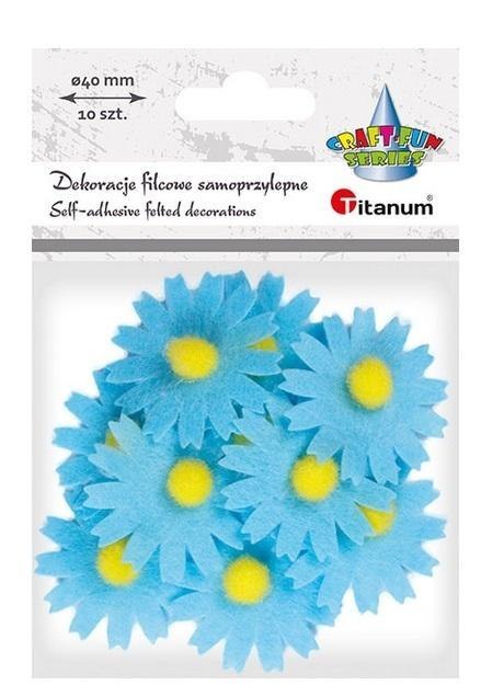 Filcowe dekoracje 3D kwiaty niebieskie 10szt Filcowe dekoracje 3D kwiaty niebieskie 10szt