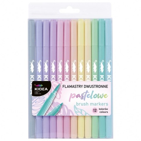 Flamastry dwustronne pastelowe 12 kolorów KIDEA Flamastry dwustronne pastelowe 12 kolorów KIDEA