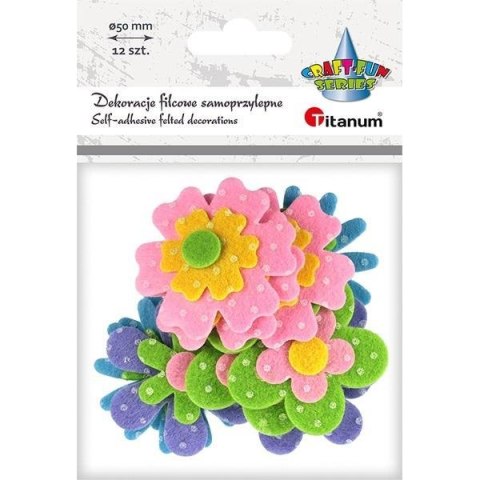 Naklejki filcowe 3D kwiaty 12szt Naklejki filcowe 3D kwiaty 12szt