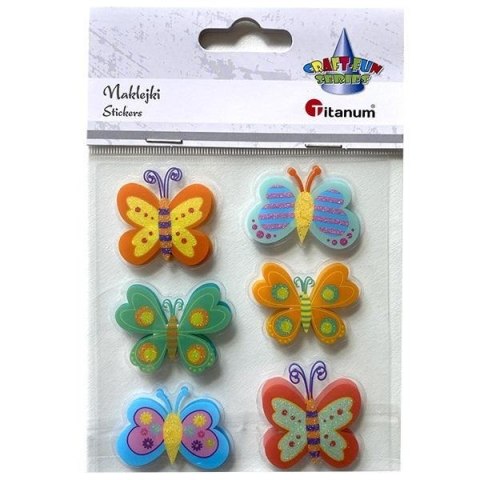 Naklejki foliowe 3D motyle mix 6szt Naklejki foliowe 3D motyle mix 6szt