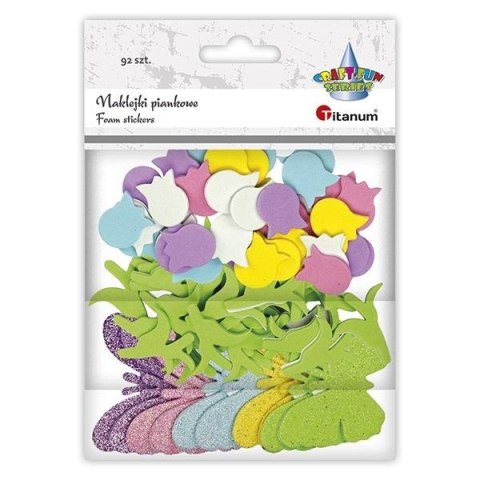 Naklejki piankowe tulipany + motyle 92szt Naklejki piankowe tulipany + motyle 92szt