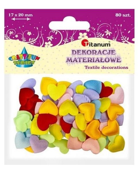Aplikacje materiałowe serca 17x15mm mix 80szt Aplikacje materiałowe serca 17x15mm mix 80szt
