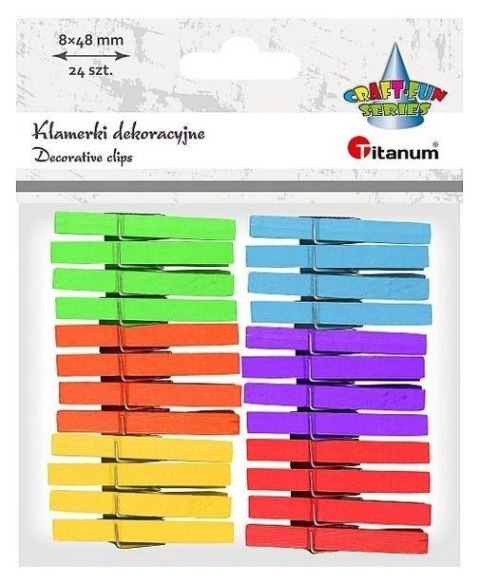 Klamerki drewniane 6 kolorów 7x49mm 24szt Klamerki drewniane 6 kolorów 7x49mm 24szt