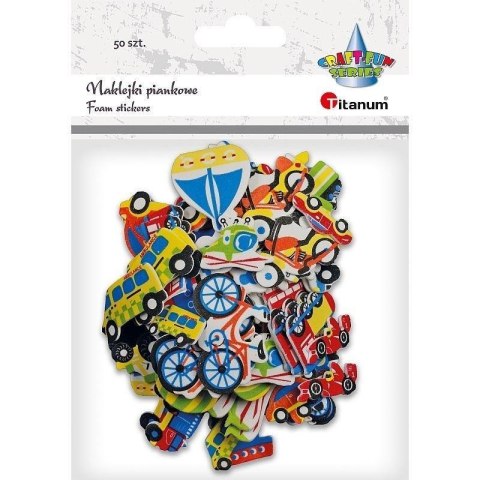 Naklejki piankowe pojazdy mix 50szt Naklejki piankowe pojazdy mix 50szt