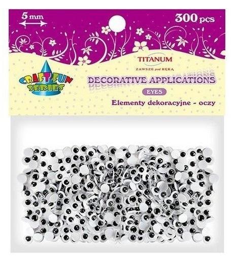 Oczy bez kleju i rzęs 5mm 300szt Oczy bez kleju i rzęs 5mm 300szt