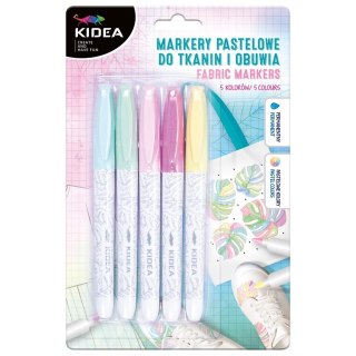 Markery do obuwia i tkanin pastel 5 kolorów KIDEA