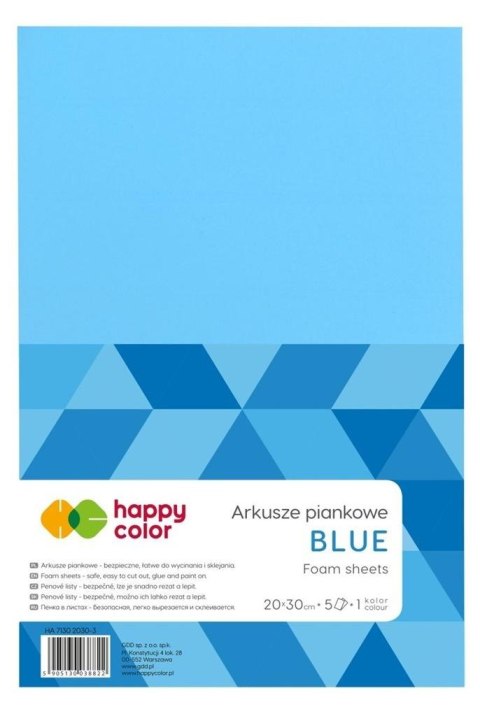 Arkusze piankowe A4 5szt niebieskie HAPPY COLOR