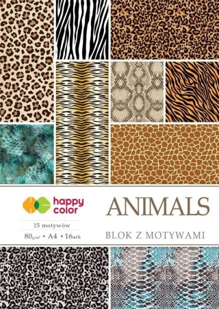 Blok z motywami Animals A4/16K 100g HAPPY COLOR