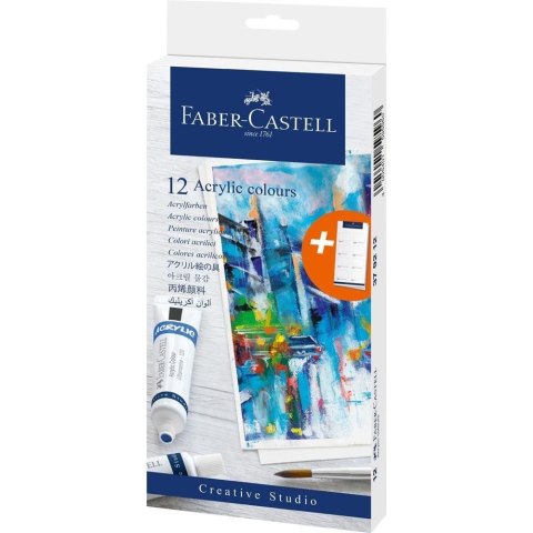 Farby akrylowe w tubkach 12 kolorów FABER CASTELL