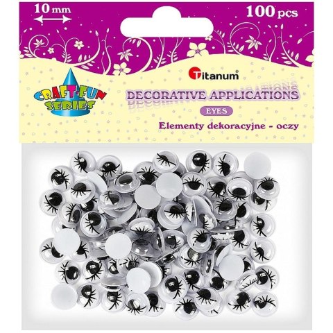 Oczy bez kleju z rzęsami 10mm 100szt Oczy bez kleju z rzęsami 10mm 100szt
